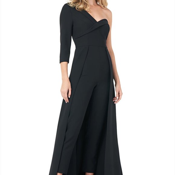 Kay Unger Crepe Walk Thru Jumpsuit – Modern Elegance with an Edge - Picture 4 of 7